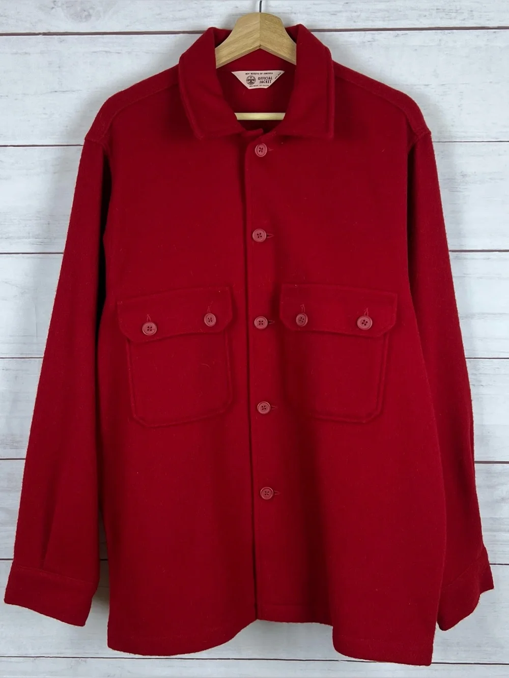 Vintage 70's BSA Boy Scout Of America Official Red Wool Jacket Size 46 Mens